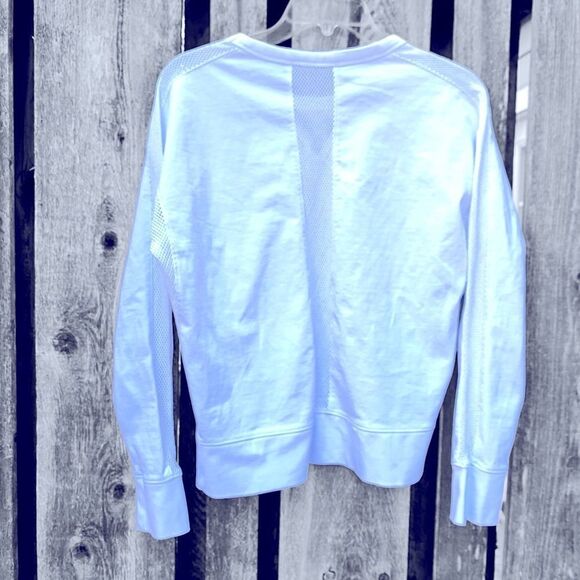 Athleta White Cotton & Mesh Long Sleeve Top Size S - Picture 2 of 7